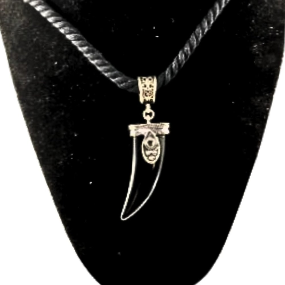 Wolf Tooth (Enamel) Twisted Textile Necklace
